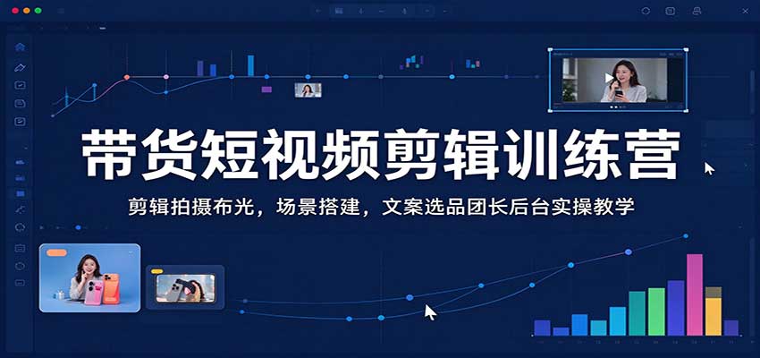 带货短视频剪辑训练营:剪辑拍摄布光,场景搭建,文案选品团长后台实操教学祝你网--专注互联网创业.信息差副业研究拒绝割韭菜祝你网
