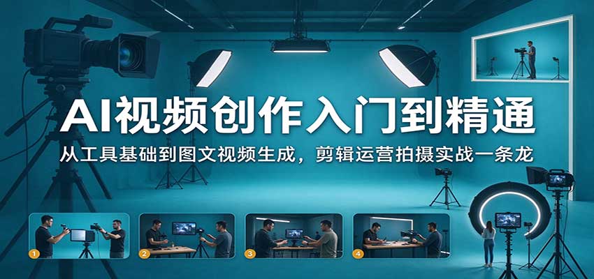 AI视频创作入门到精通:从工具基础到图文视频生成,剪辑运营拍摄实战一条龙祝你网--专注互联网创业.信息差副业研究拒绝割韭菜祝你网