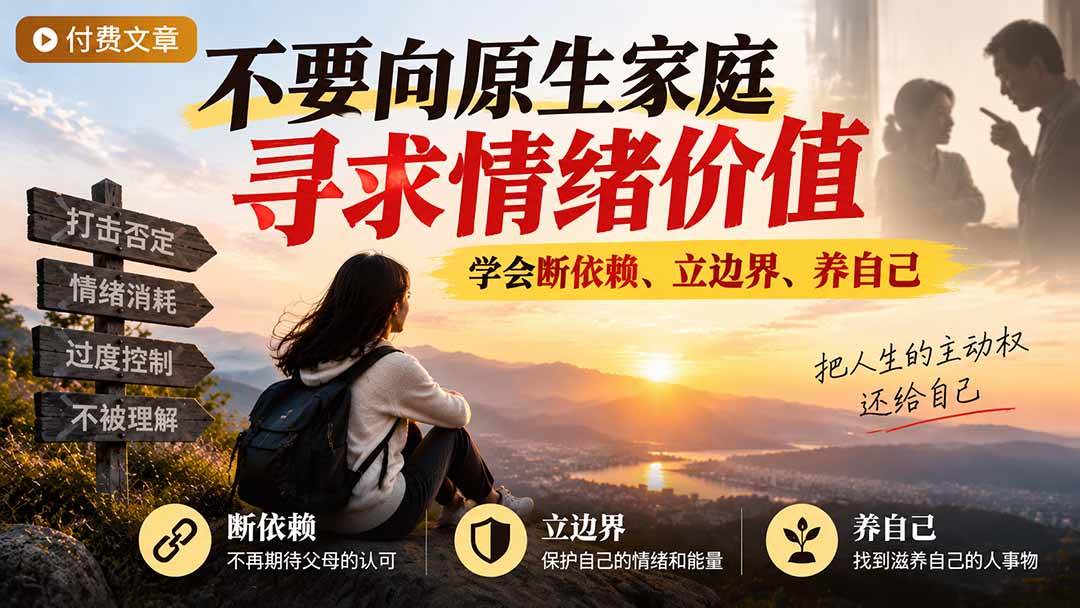 (21132期)付费文章:不要向原生家庭寻求情绪价值,学会断依赖、立边界、养自己祝你网--专注互联网创业.信息差副业研究拒绝割韭菜祝你网