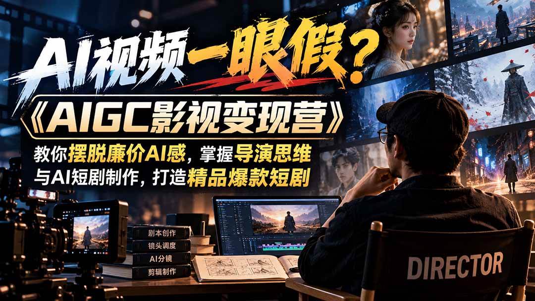 (21133期)【无水印】AI视频一眼假?《AIGC影视变现营》教你摆脱廉价AI感,掌握导演思维与AI短剧制作,打造精品爆款短剧祝你网--专注互联网创业.信息差副业研究拒绝割韭菜祝你网